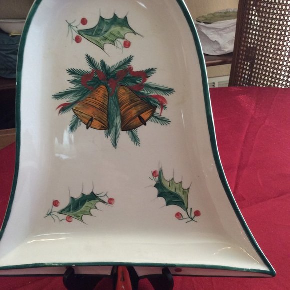 VINTAGE COOKIE / CANDY BELL SHAPED SERVING PLATTER- 1950s -MADE IN ITALY-12 1/2" - Picture 3 of 8